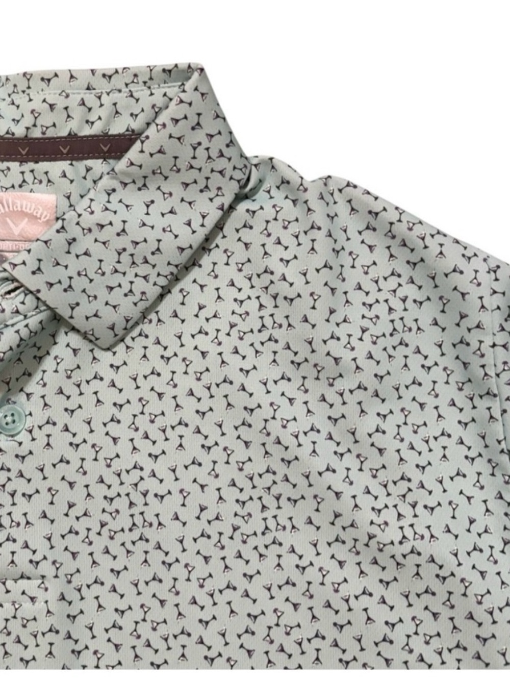 Callaway Men's Mint Green AOP Martini Coctail Printed Golf Performance Polo M